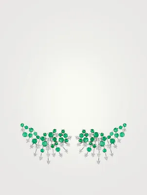 Luminus 18K White Gold Earrings With Diamonds And Emerald