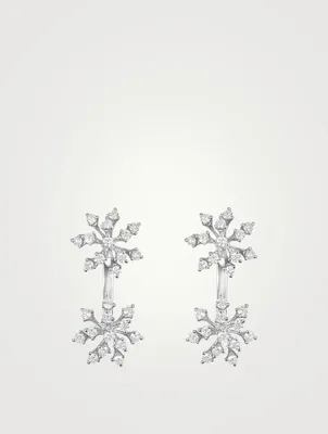 Luminus 18K White Gold Double Snowflake Earrings With Diamonds