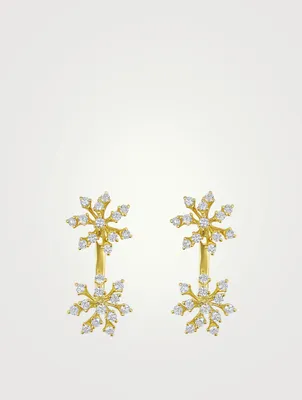 Luminus 18K Gold Double Snowflake Earrings With Diamonds