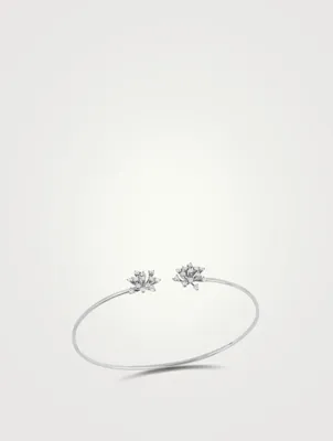 Luminus 18K White Gold Snowflake Bangle Bracelet With Diamonds