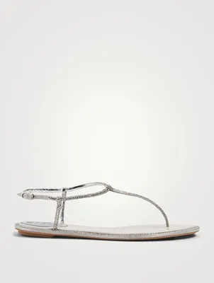 Diana Flip Crystal Satin And Metallic Leather Thong Sandals