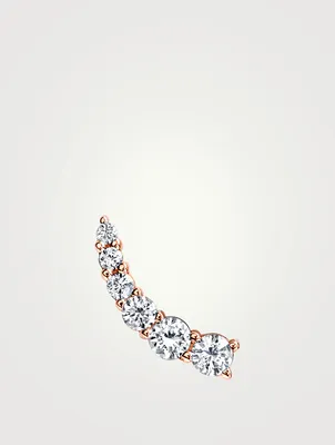 Small 18K Rose Gold Floating Diamond Earring