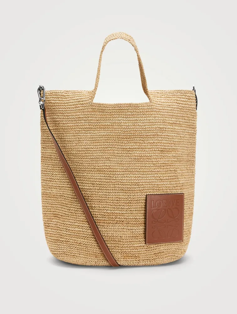 Paula's Ibiza Slit Raffia And Leather Bag
