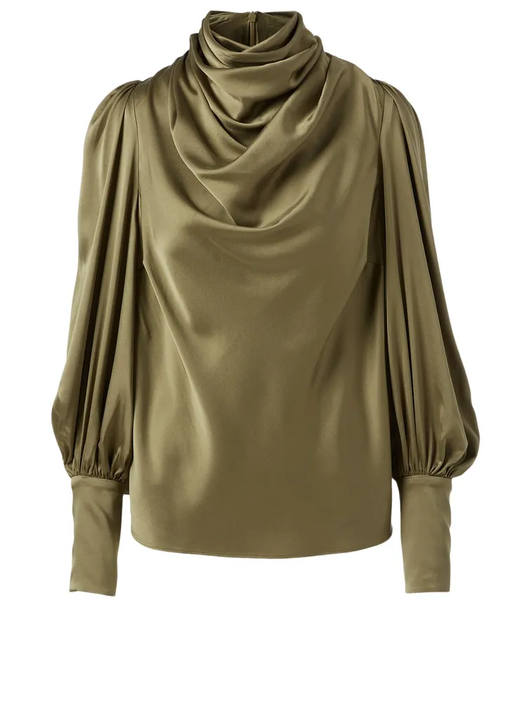 Silk Stretch Cowl Blouse