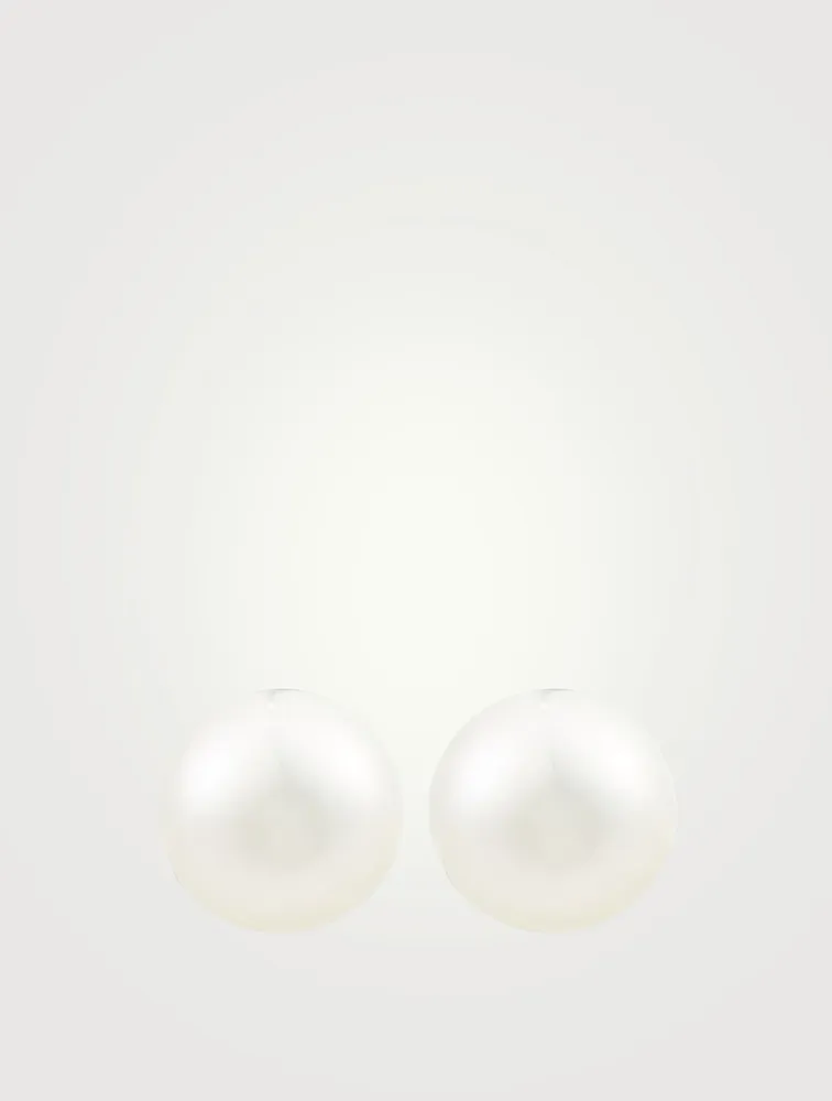 18K White Gold Australian South Sea And Freshwater Pearl Duet Earrings