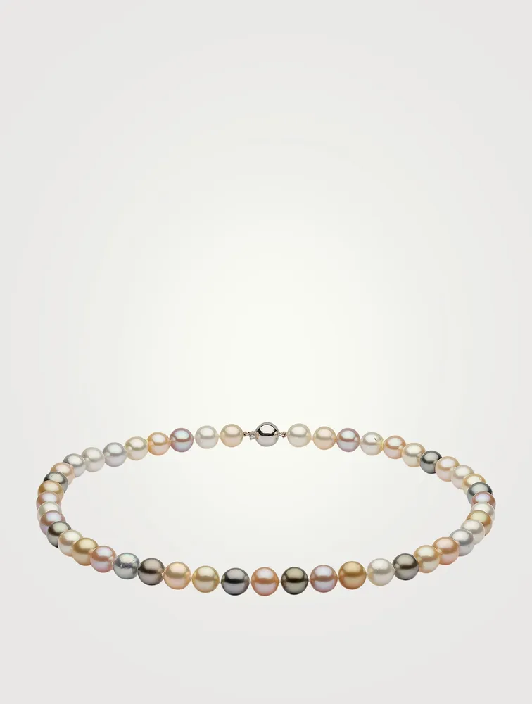 Classic 18K White Gold Multi Pearl Necklace