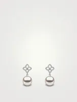 18K White Gold Australian South Sea Pearl Earrings With Diamonds
