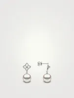 18K White Gold Australian South Sea Pearl Earrings With Diamonds