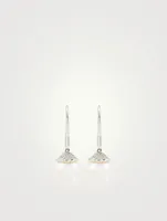18K White Gold Pearl Earrings With Diamonds