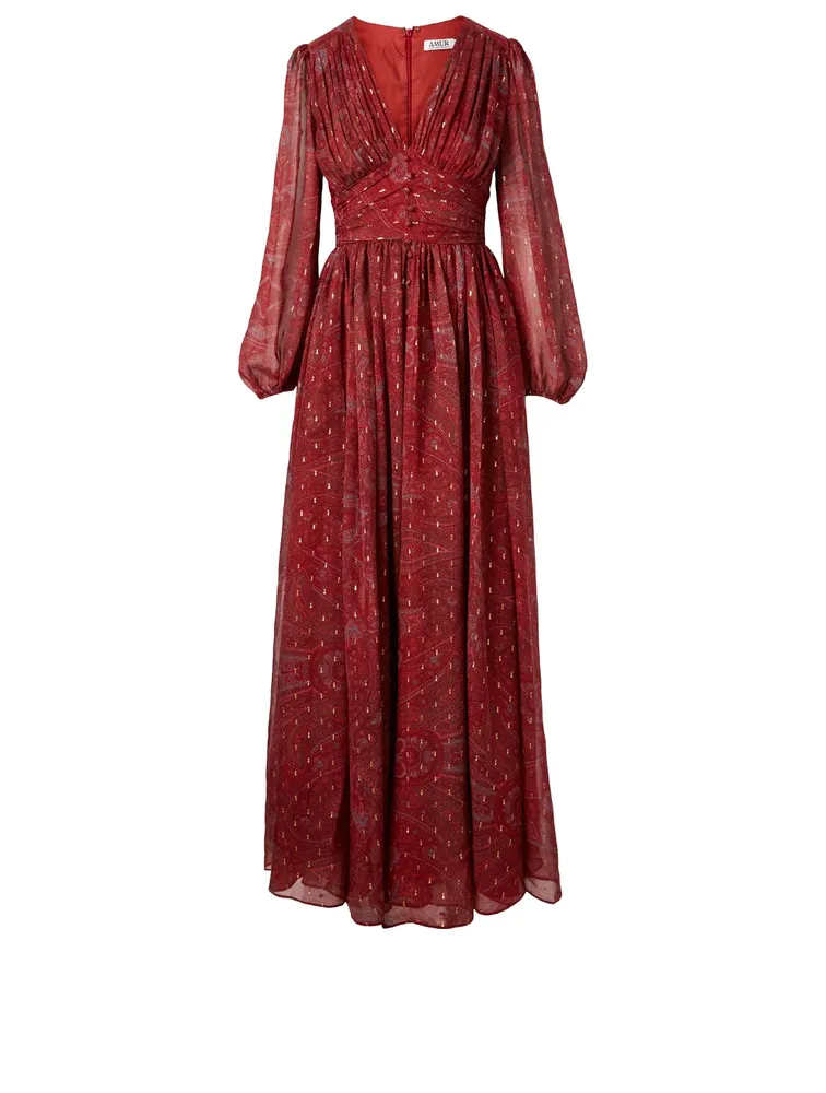 Gemini Silk Lurex Chiffon Maxi Dress