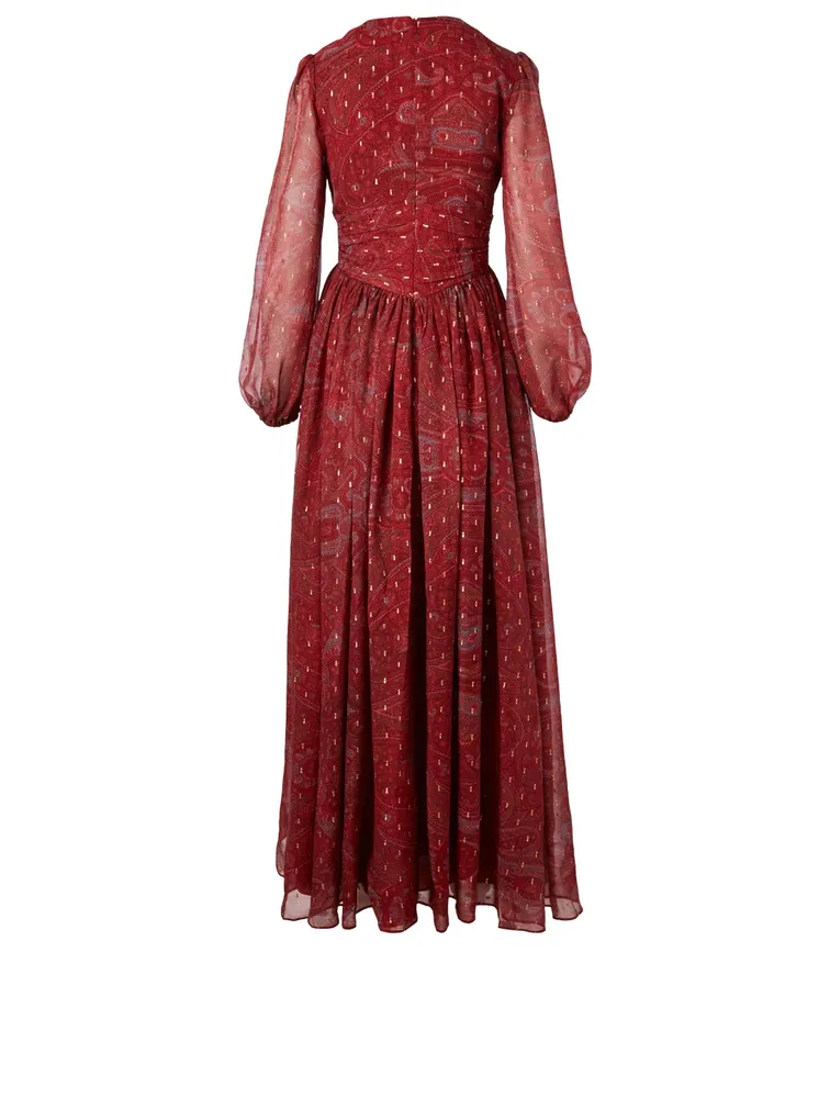 Gemini Silk Lurex Chiffon Maxi Dress