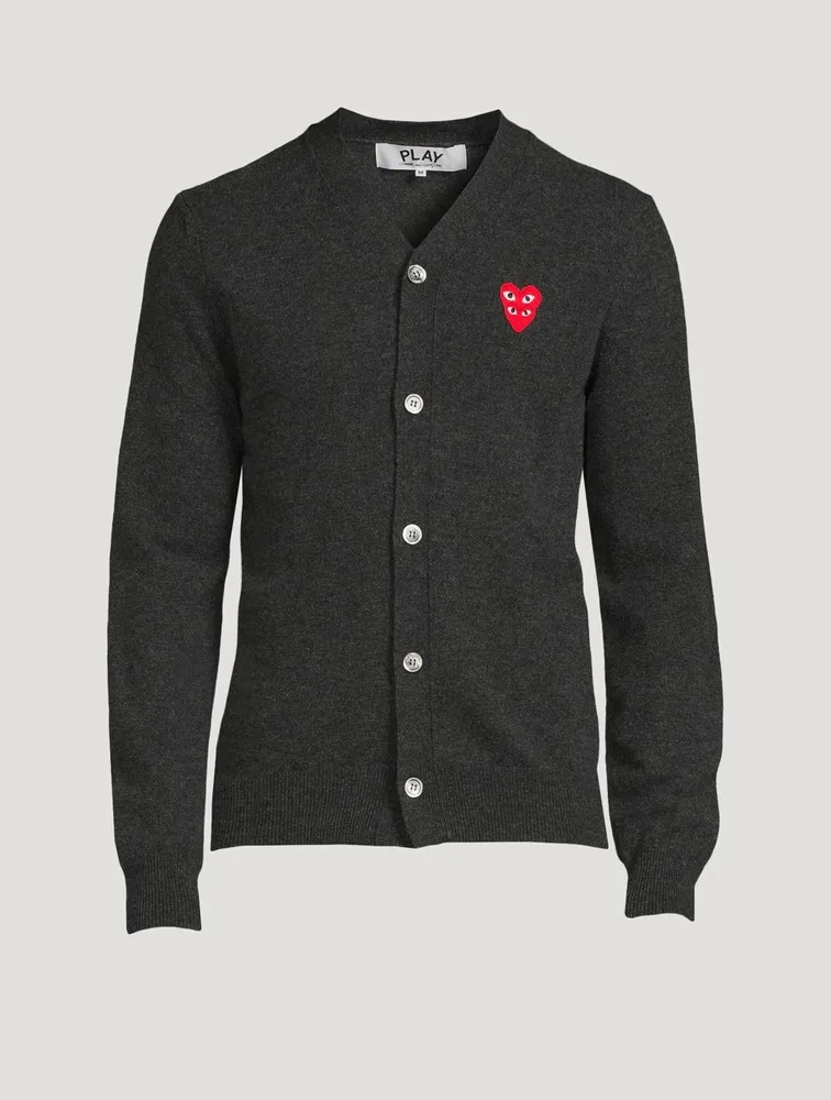Wool Cardigan With Overlapping Heart