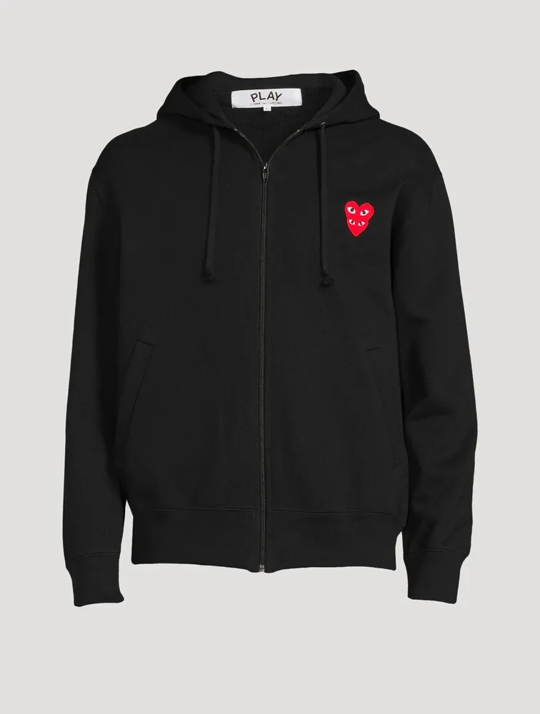 Cotton Zip Hoodie With Overlapping Heart