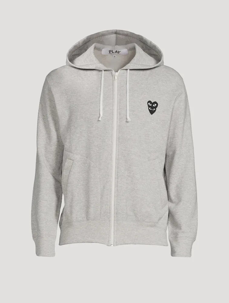 Cotton Zip Hoodie With Overlapping Heart