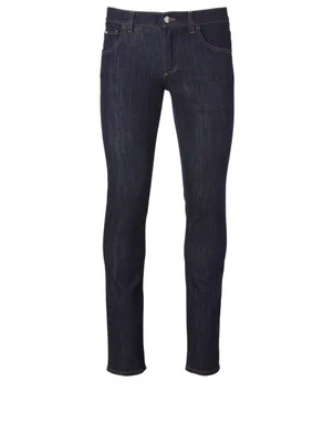 Skinny Jeans With Leather Label