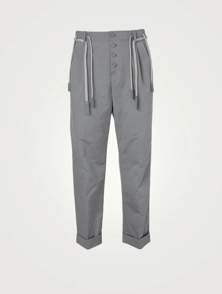 Folded Straight-Leg Pants