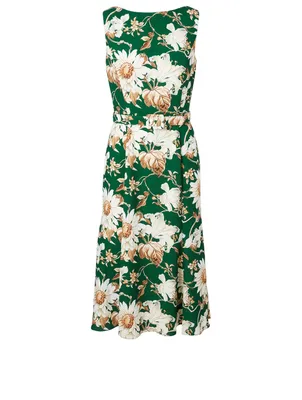 Sleeveless Midi Dress Floral Print
