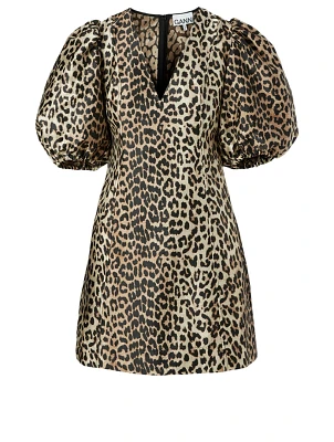 Jacquard Mini Dress Leopard Print