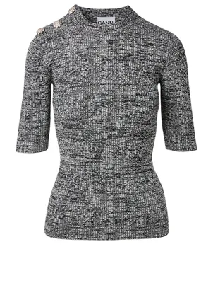 Melange Knit Embellished Top