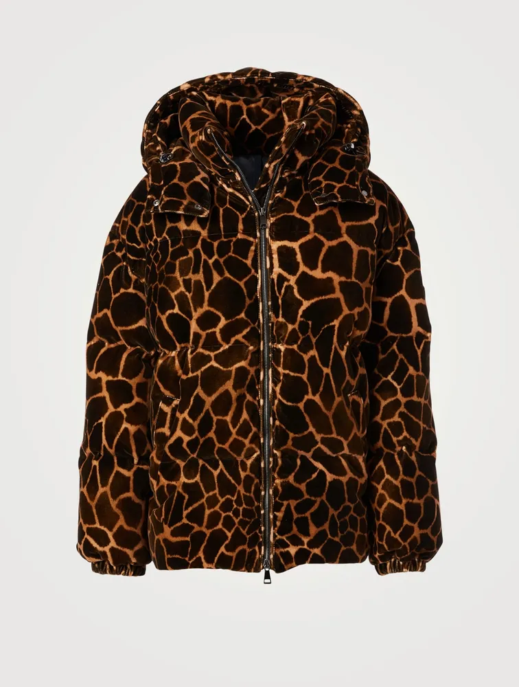 Kundogi Velvet Down Jacket Giraffe Print