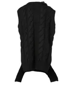 Wool-Blend Cable Knit Vest With Beading