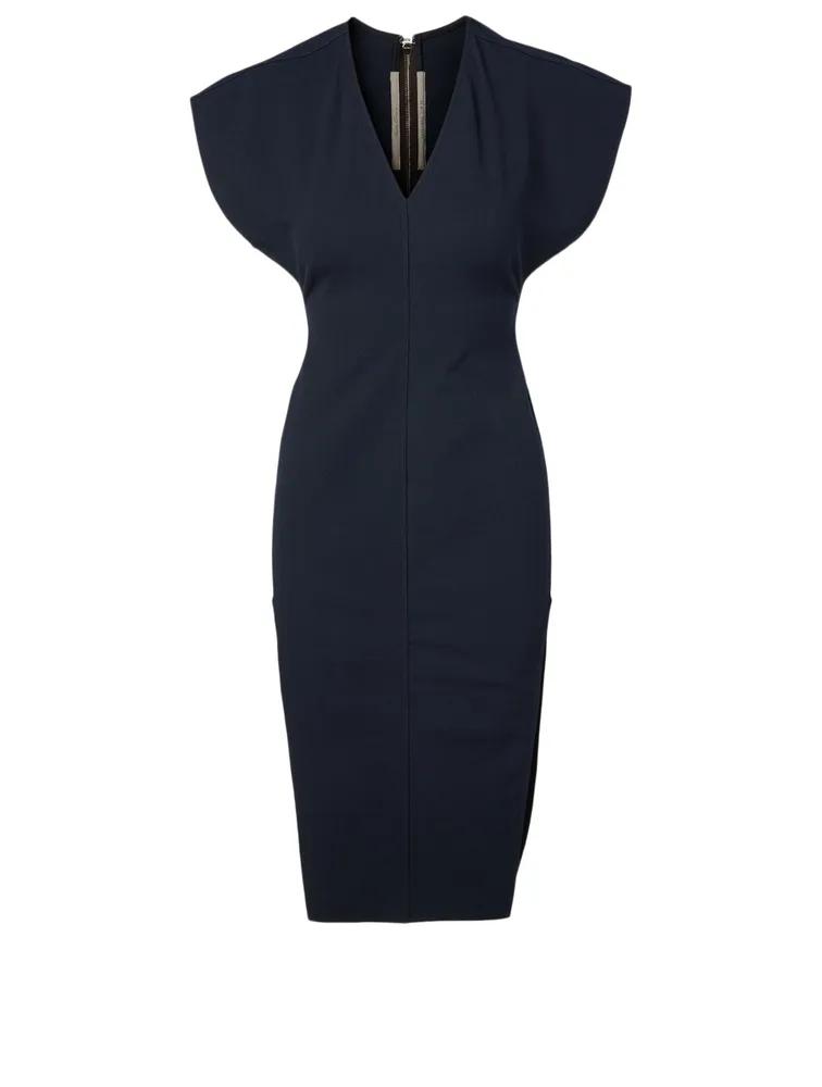 Cotton-Blend Midi Dress With Back Zipper