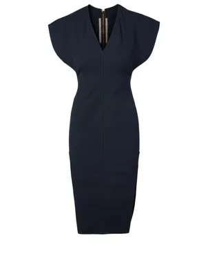 Cotton-Blend Midi Dress With Back Zipper