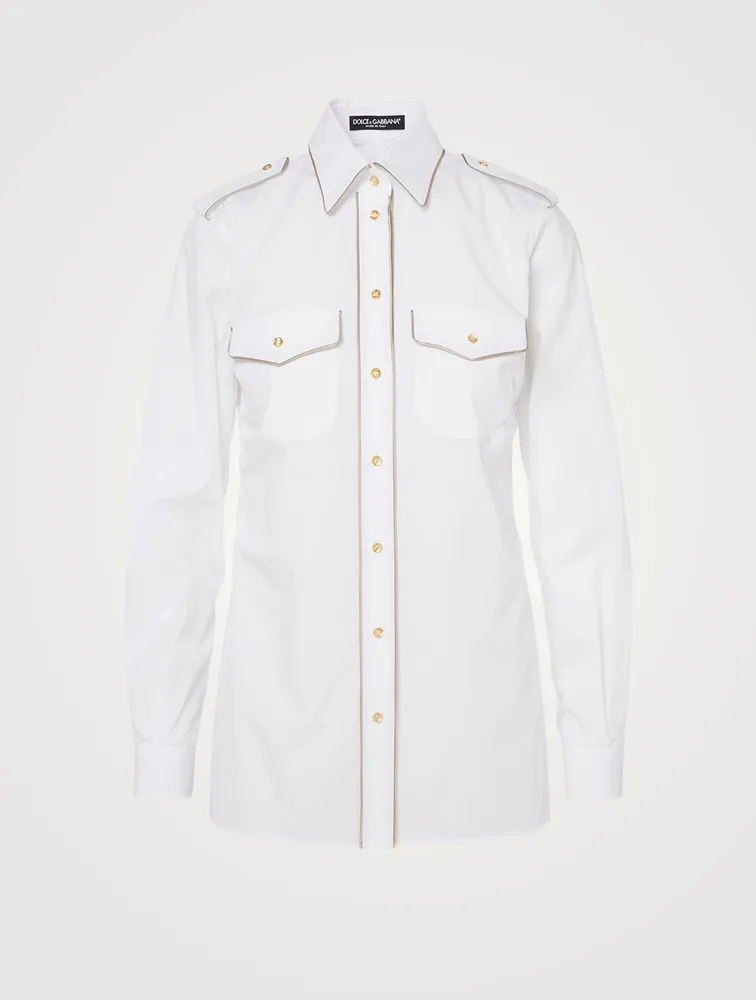 Cotton Shirt With Military Buttons