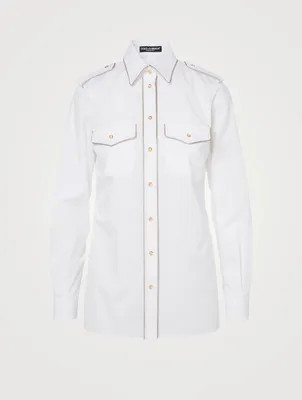 Cotton Shirt With Military Buttons