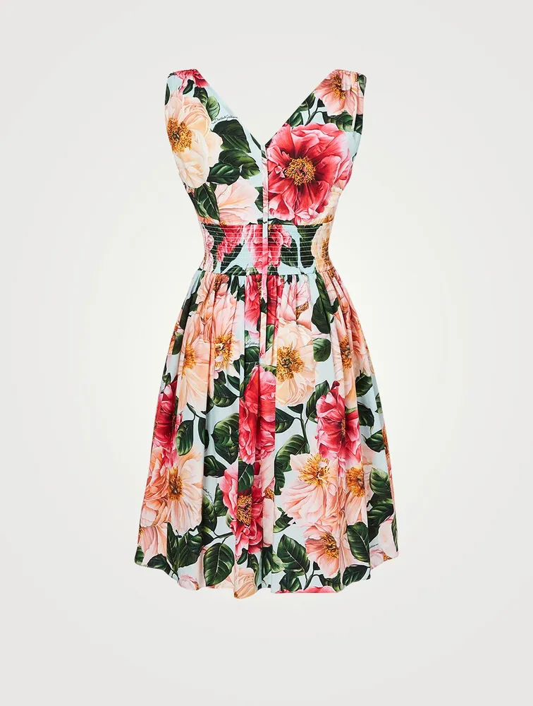 Cotton Sleeveless Midi Dress Floral Print