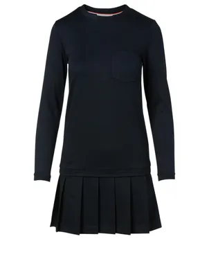 Cotton Mini Dress With Pleated Skirt
