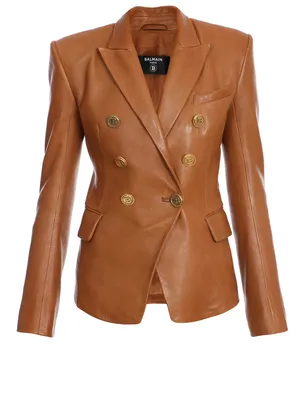 Leather Double-Breasted Blazer