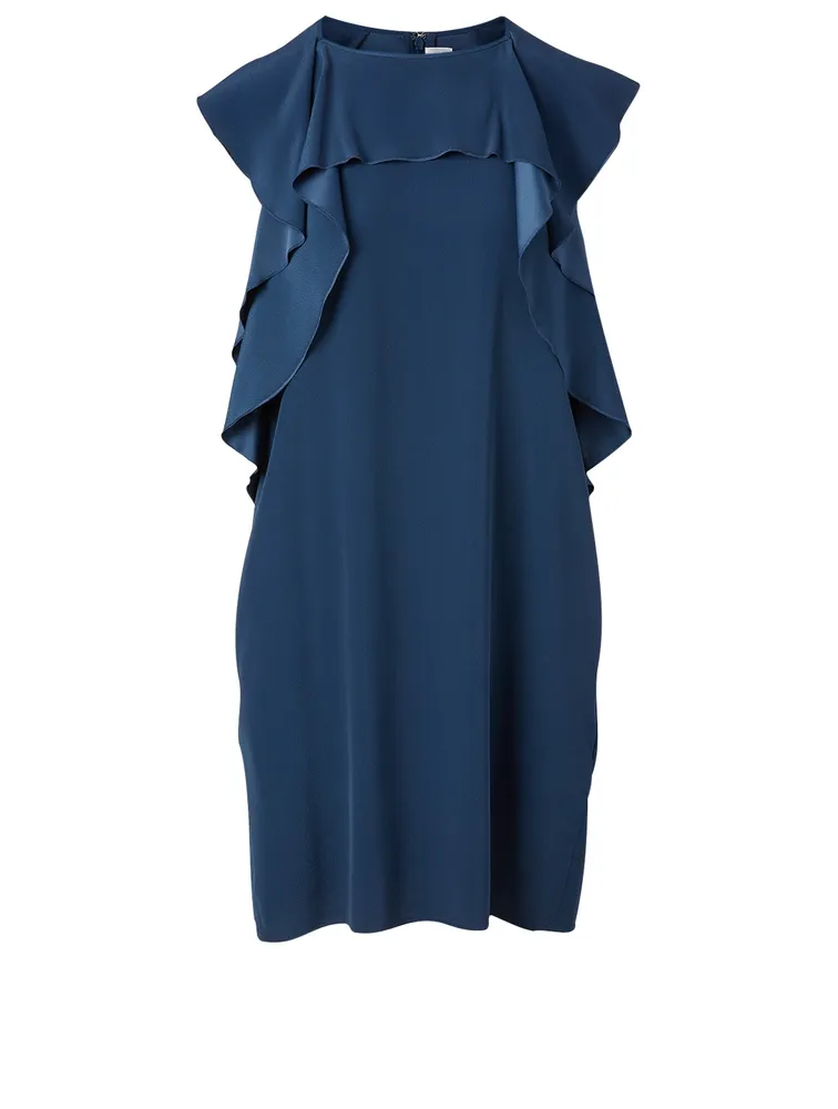 Satin Ruffle Sleeveless Dress