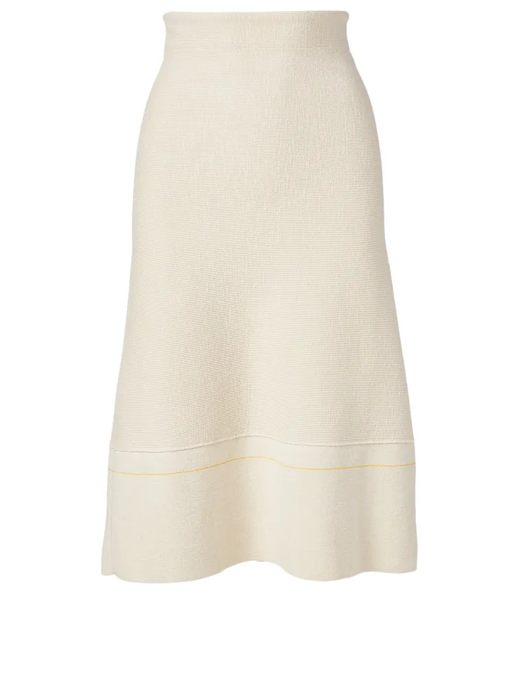 Cotton Stretch Midi Skirt