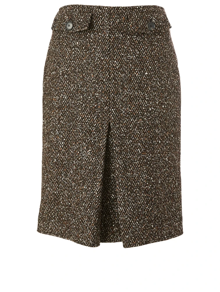Wool-Blend Box Pleat Skirt