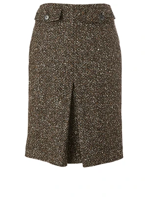 Wool-Blend Box Pleat Skirt