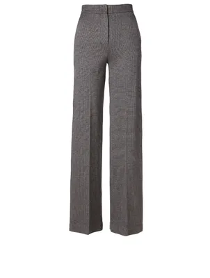 Wool-Blend Pants Glen Plaid Print