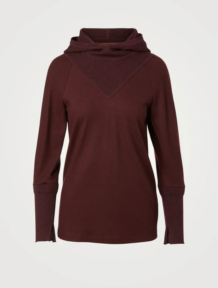 Wool Long-Sleeve Top With Hood