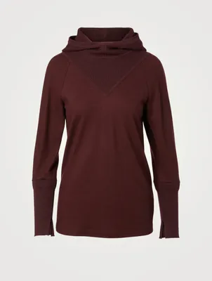 Wool Long-Sleeve Top With Hood