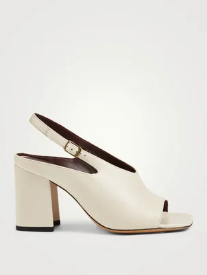 Leather Heeled Slingback Sandals