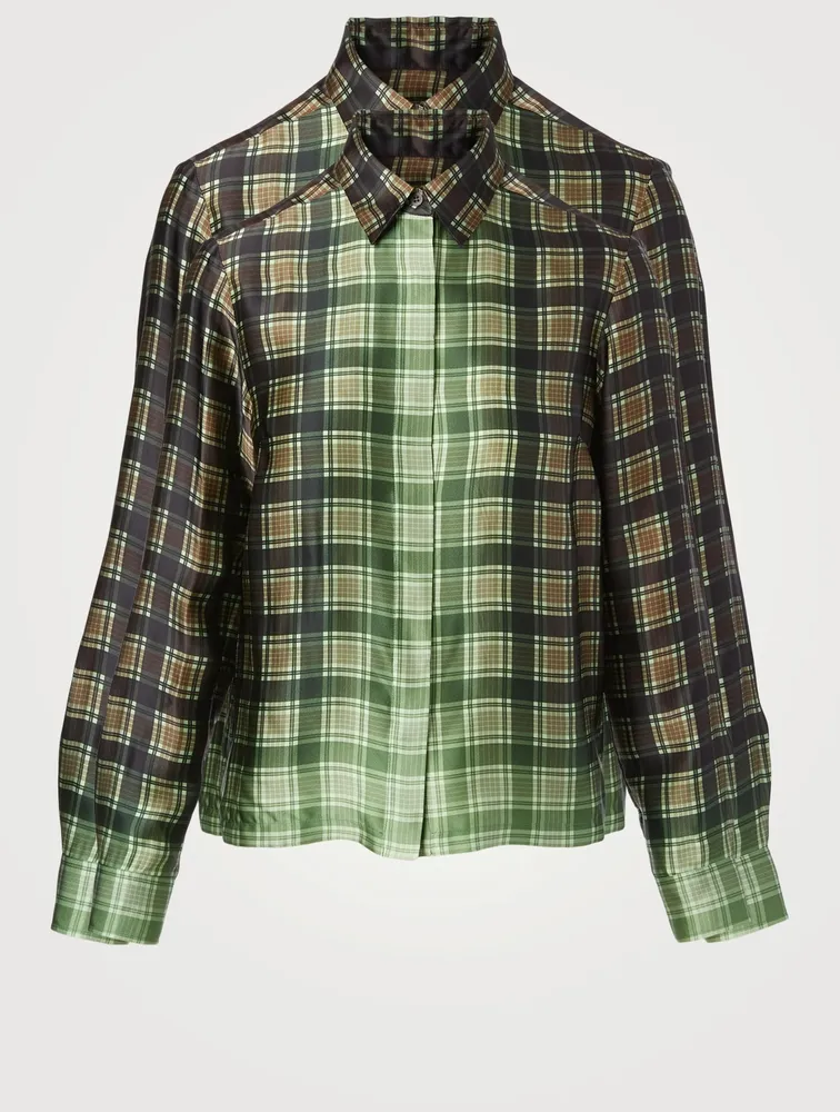 Cakool Silk-Blend Shirt Check Print