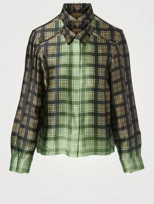 Cakool Silk-Blend Shirt Check Print