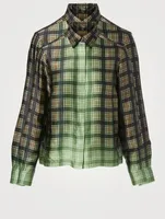 Cakool Silk-Blend Shirt Check Print
