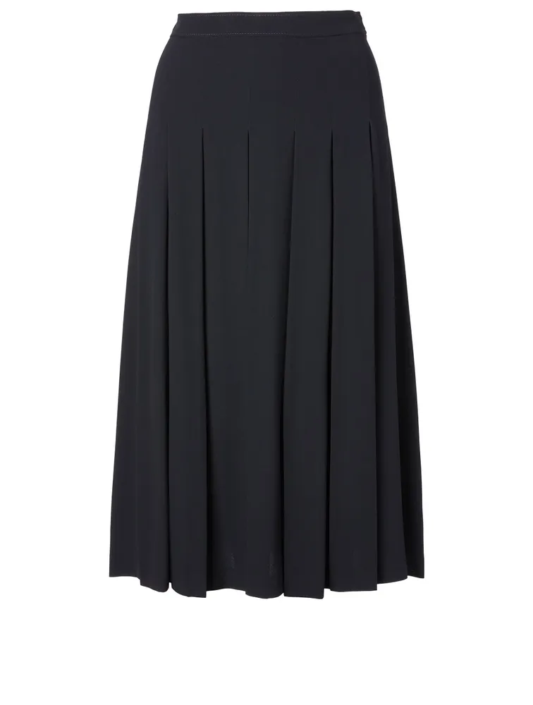 Satin Pleated Midi Skirt