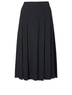 Satin Pleated Midi Skirt