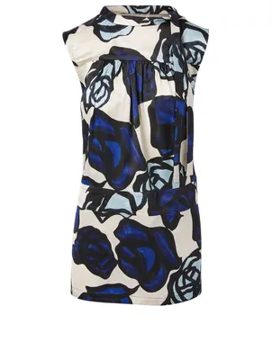 Sleeveless Tunic Blouse Floral Print