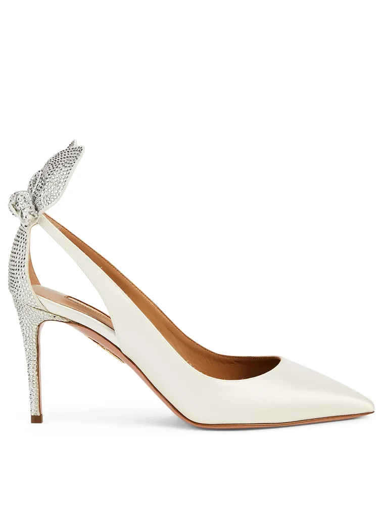 Bow Tie 85 Crystal Satin Pumps