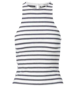 Racer Keyhole Tank Top Striped Print