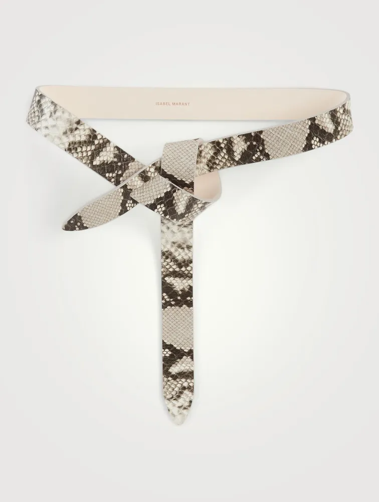 Lecce Snake-Embossed Leather Belt