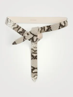 Lecce Snake-Embossed Leather Belt
